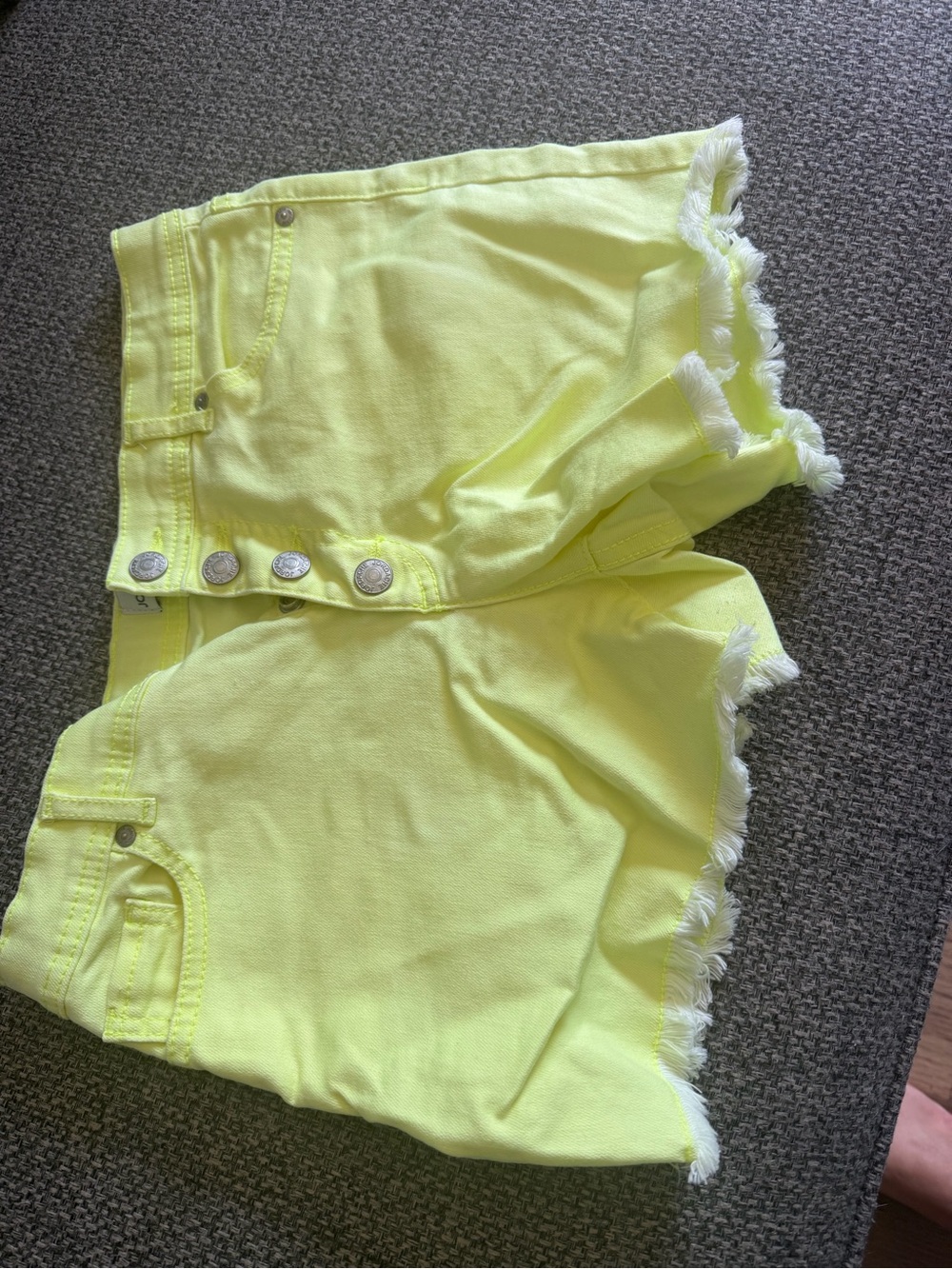 Jordache Neon Yellow Frayed Hem Denim Shorts
